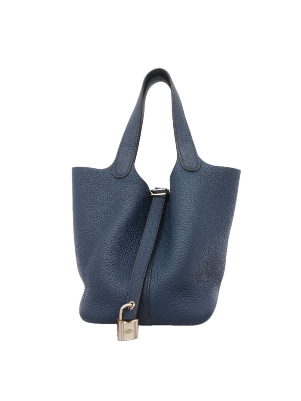 Hermes Handbag Picotin Lock PM Taurillon Clemence Blue Deplus Silver